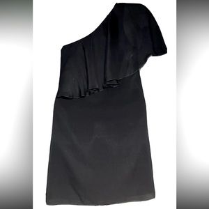 Alice + Olivia Francie Black One-Shoulder Ruffle Mini Dress Size XS